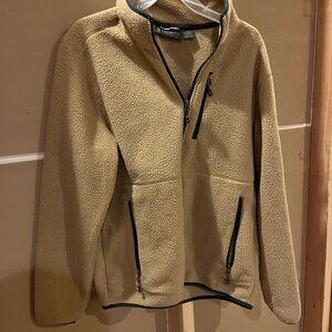 Free Country Tan Fleece Jacket with Black Trim